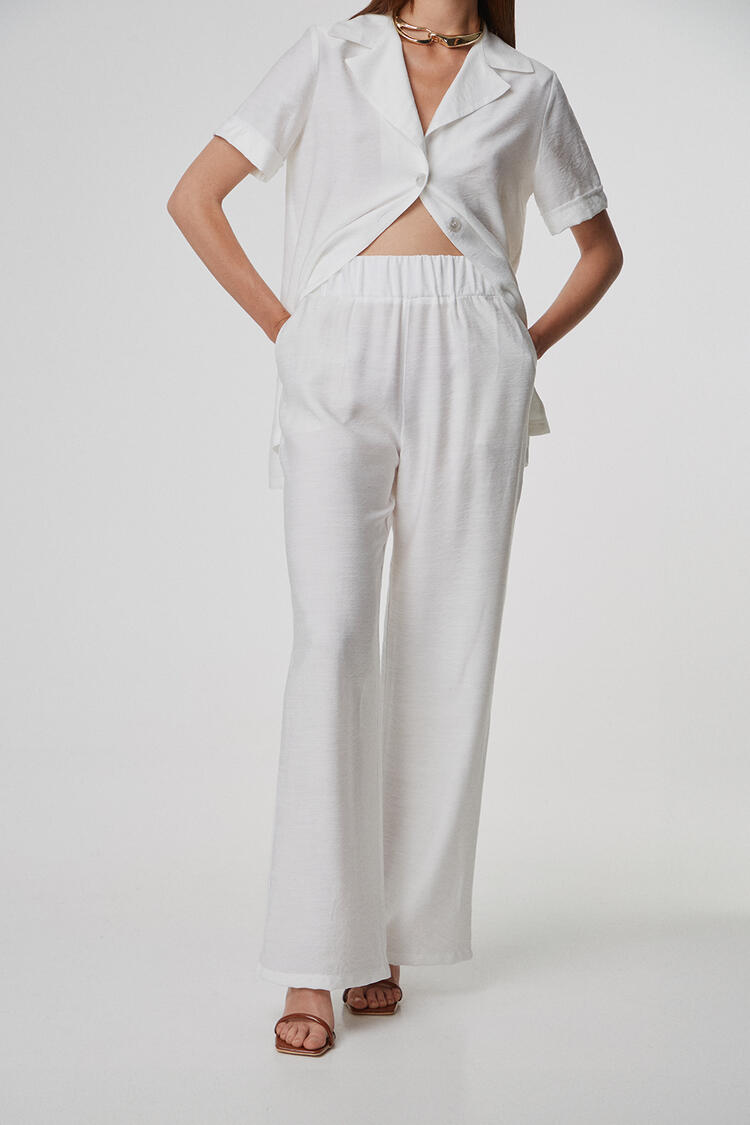 Pants with elastic - White S