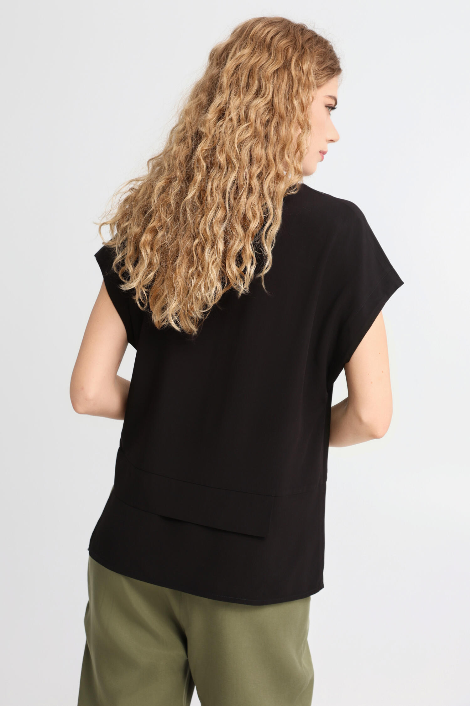 V-Neck Top with Asymmetric Hem | Bill Cost