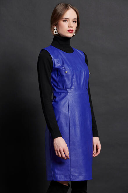Dress with eco leather effect - Electric Blue S