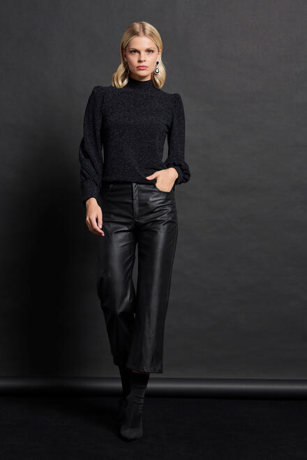 Cropped pants with leather look - Black S
