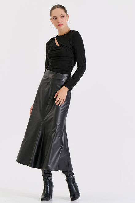 Faux leather flared skirt - Black L