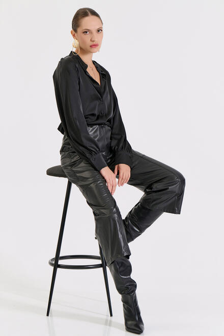 Faux Leather Culotte Pants - Black L