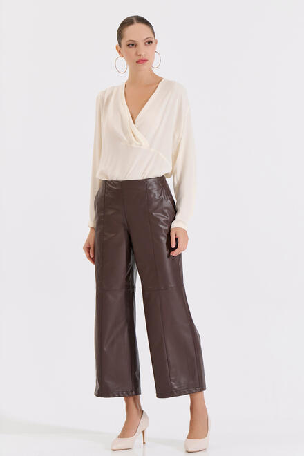 Faux Leather Culotte Pants - Brown XXL