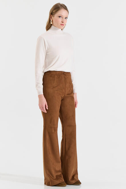 Suede-Feel Flared Pants - Taupe L