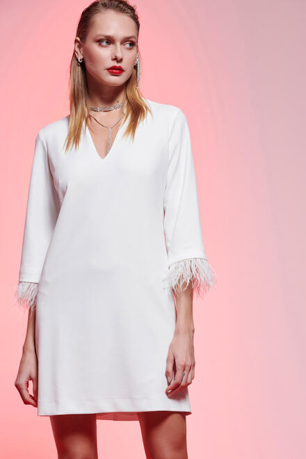 Dress with feather detail - Off White S