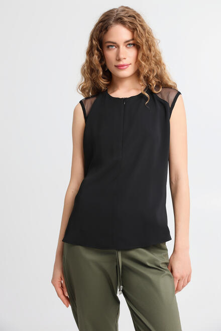 Sleeveless blouse with sheer shoulder detail - Black S
