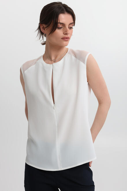 Sleeveless blouse with sheer shoulder detail - White S