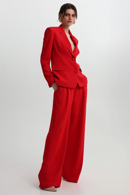 High-Waisted Wide Leg Trousers - Red M