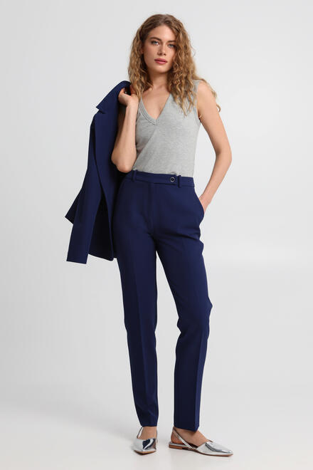 High-Waisted Trousers with Front Closure - Blue S