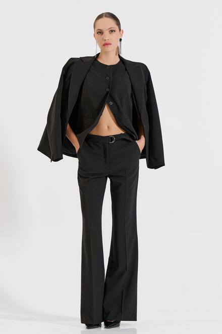 Flared pants with belt detail - Black M