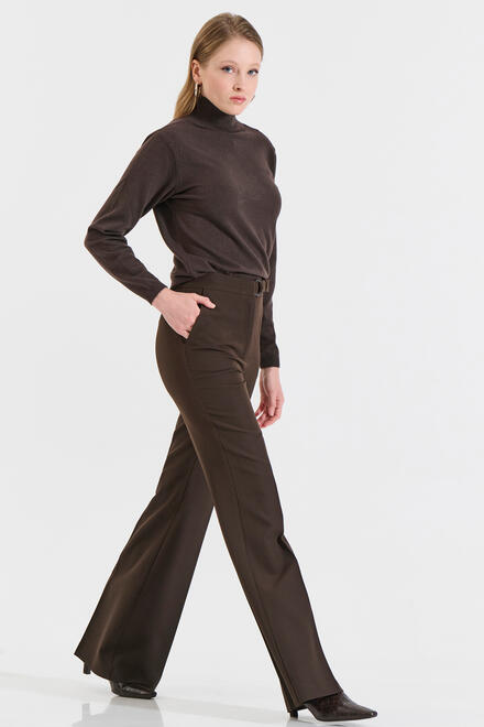 Flared pants with decorative belt - Brown XL