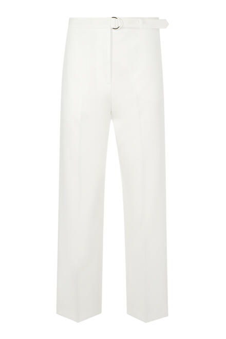 Straight-leg trousers with integrated belt - White S