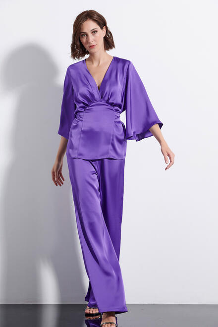 Pants with a satin look - Purple XL
