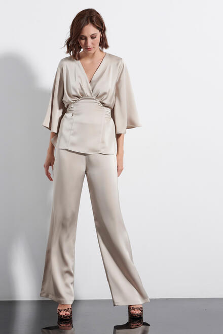Pants with a satin look - Beige S