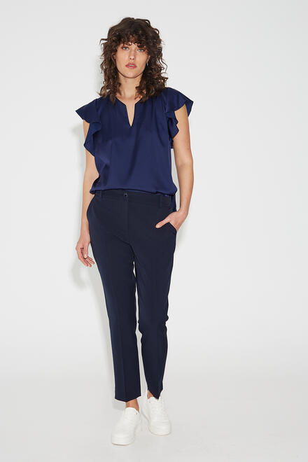 Satin blouse with ruffles on the sleeve - Blue S
