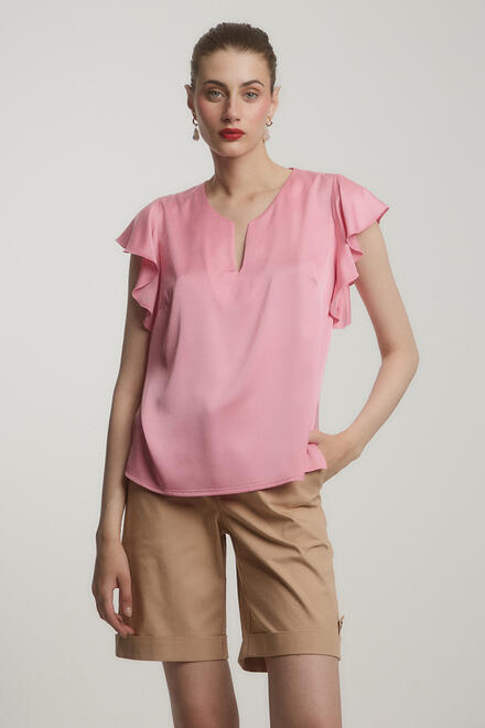 Satin blouse with ruffles on the sleeve - Pink S