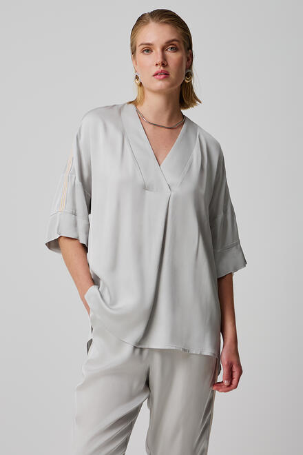 Satin blouse with decorative braid - Grey S
