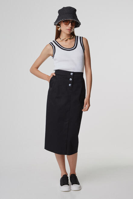 Poplin midi skirt - ΜΑΥΡΟ M