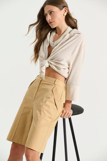 Cotton bermuda shorts with slanted pockets - Beige S