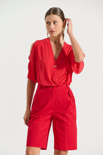 Cotton bermuda shorts with slanted pockets - Red L