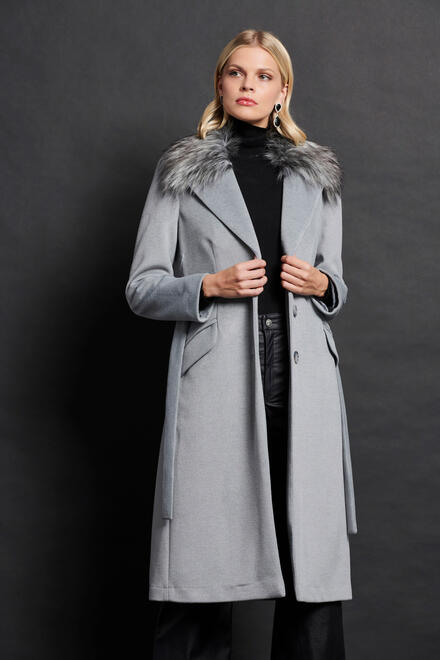 Long coat with synthetic fur - Grey M