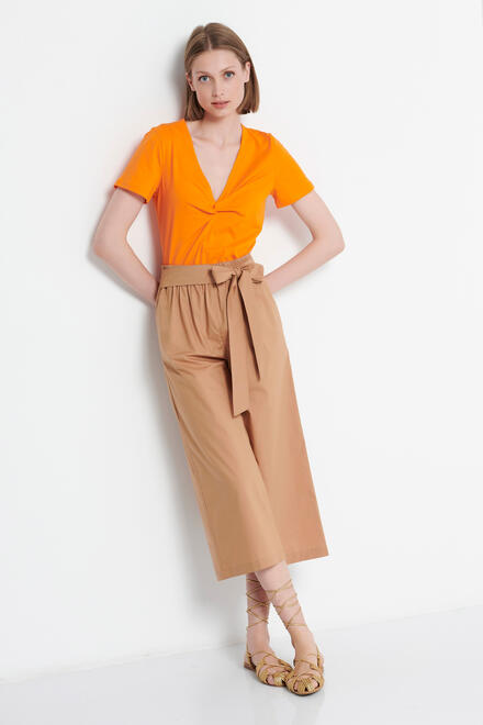 Blouse with knot in front - Orange S
