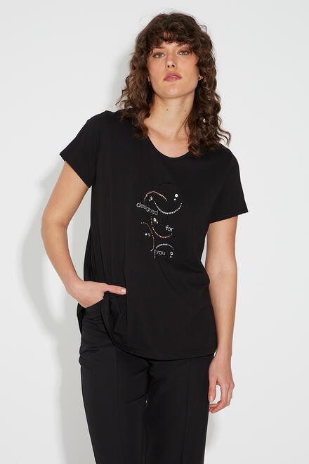Cotton blouse with rhinestone design - Black M