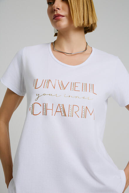T-shirt with print and rhinestones - Brown S