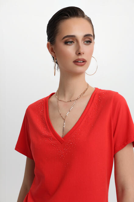 T-shirt with decorative stones - Red S
