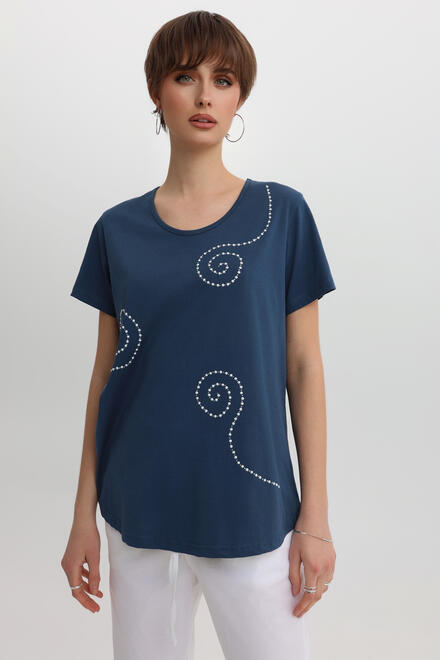 T-Shirt with rhinestone decorations - Light Blue S