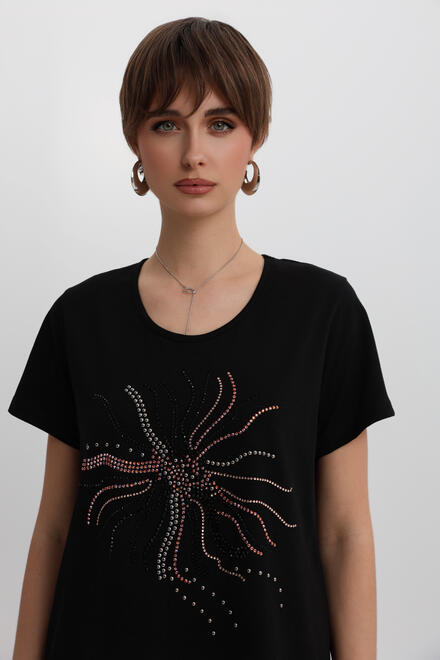 T-shirt with rhinestones - Black S