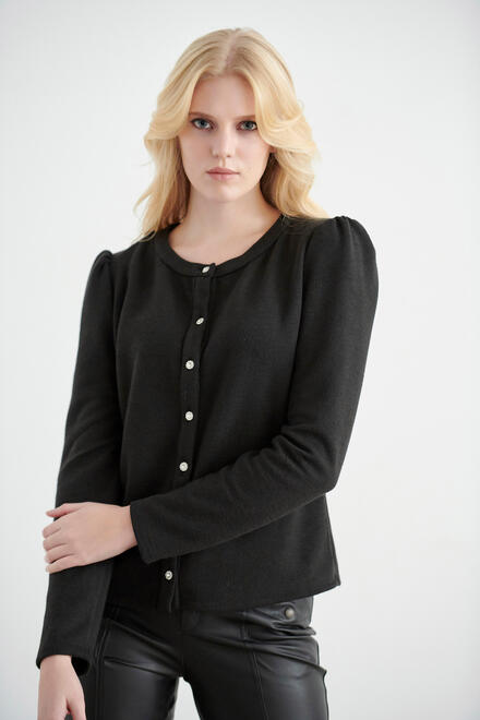 Knitted cardigan with jewelry buttons - Black S