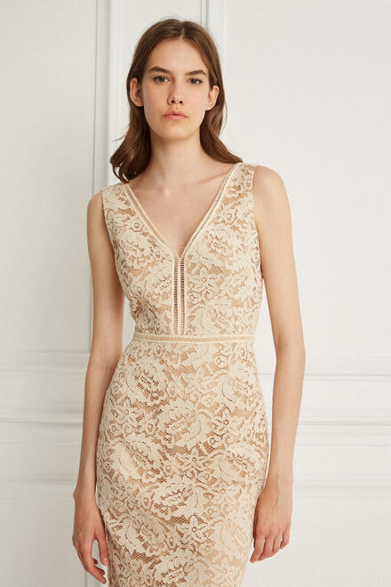 Dress with lace - Beige M
