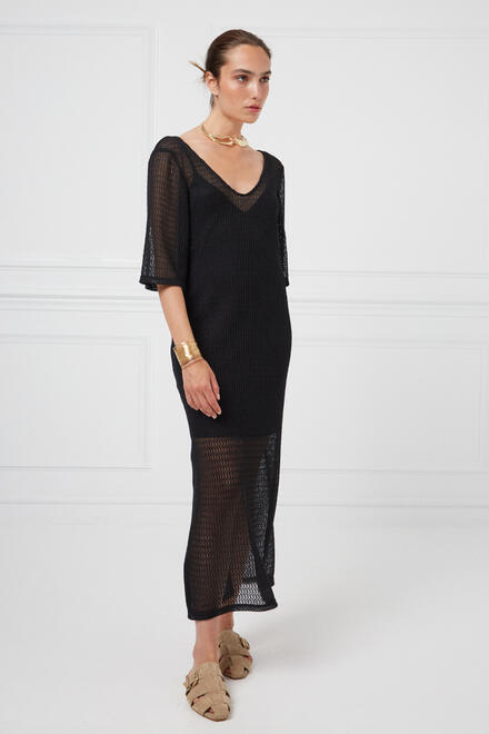 Knitted dress with sleeves - Black S