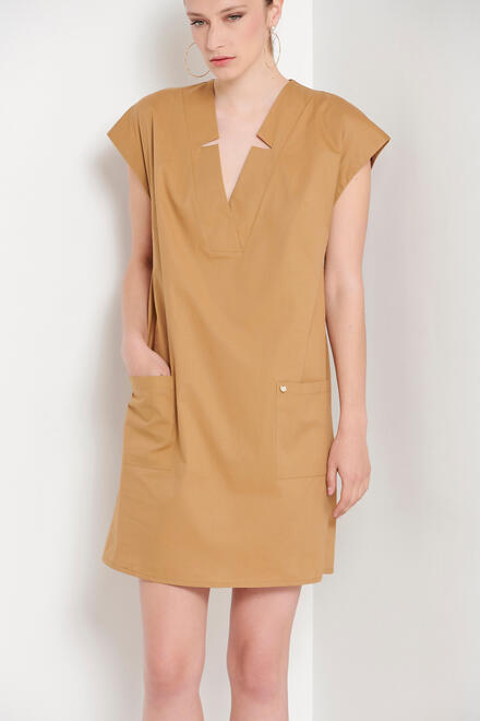 Dress with front pockets - Taupe S