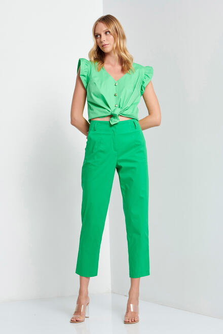 Trousers with belt - GREEN S