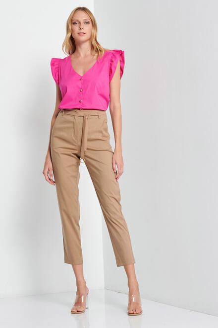 Trousers with belt - Beige S