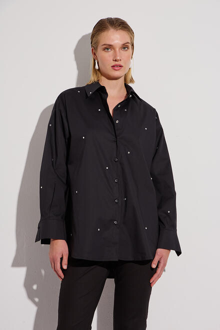 Oversized shirt with rhinestones - Black S/M