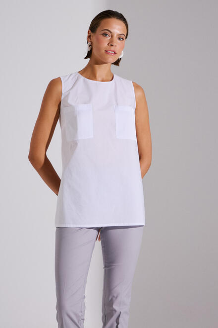 Cotton blouse with satin pockets - ΛΕΥΚΟ S