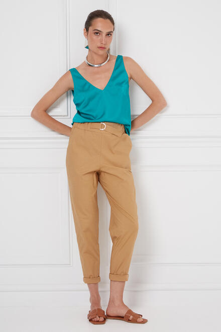 Cotton pants with elastic - Beige S