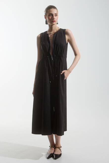 Poplin dress with zipper design - Black S