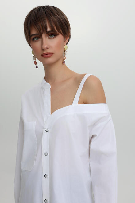 Asymmetric Shirt with Modern Design - White S/M