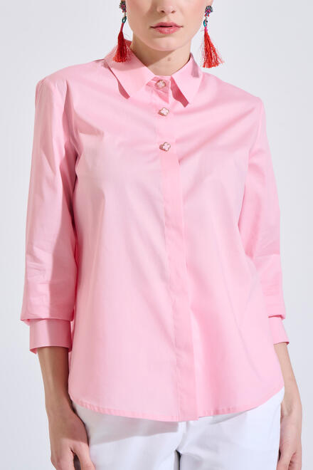 Cotton Shirt in a Relaxed Fit with Decorative Buttons - Pink S