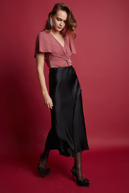 Lurex blouse with lace - Pink XL