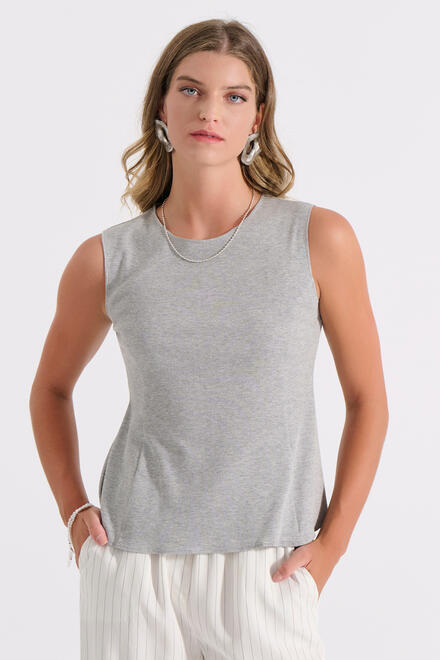 Top cotton with Round Neckline - Grey S