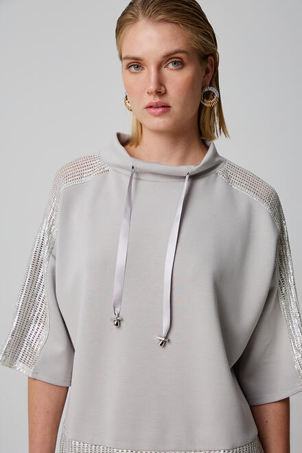 Sweatshirt in a combination of fabrics - Grey S/M