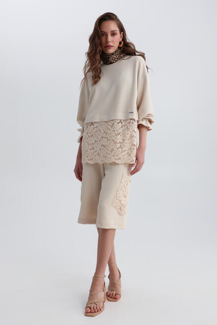 Bermuda in a sweatshirt texture - Vanilla S