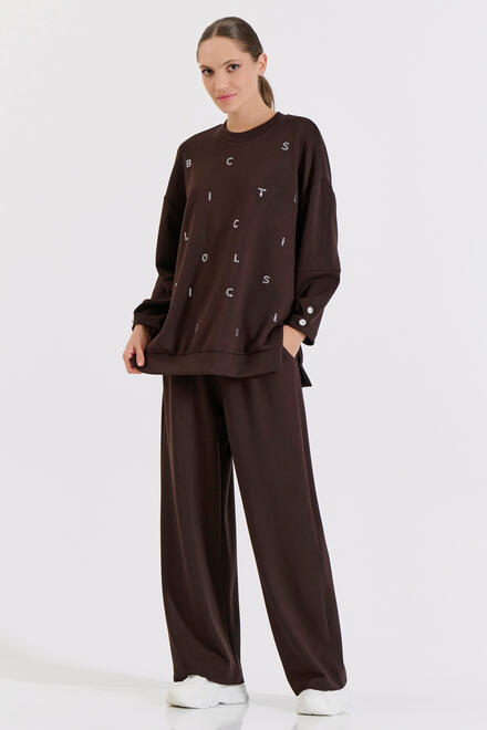 Sweatpants with elastic waist and pockets - Brown L