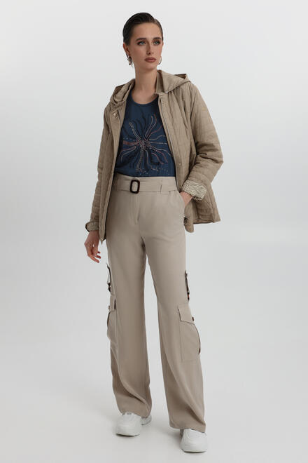 Cargo Trousers with Belt - Beige S