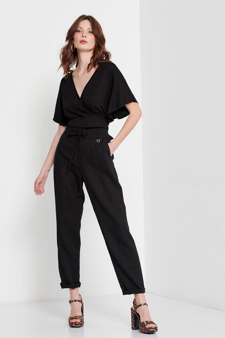 Trousers with tied belt - Black S